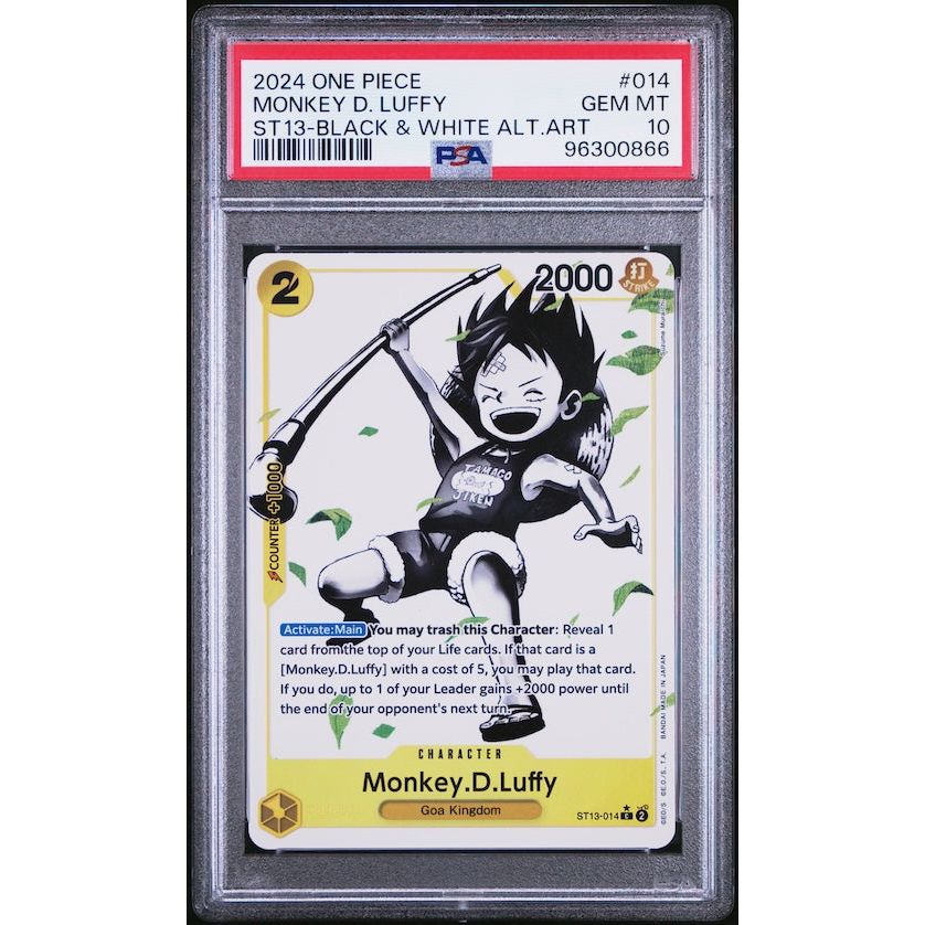 2024 One Piece Ultra Deck-The Three Brothers #014 Monkey D. Luffy ST13-Black & White Alternate Art PSA 10