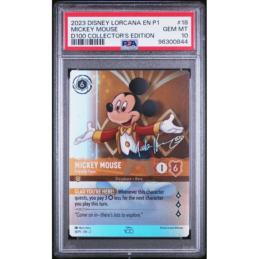 2023 Disney Lorcana En P1-Promo #18 Mickey Mouse D100 Collector's Edition PSA 10