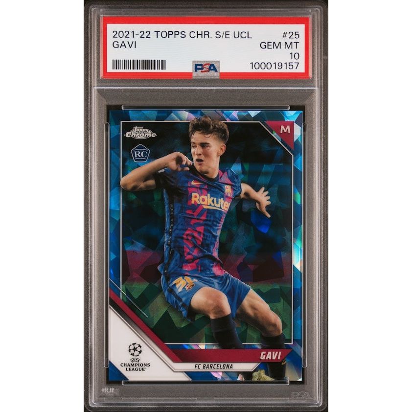 2021-2022 Topps Chrome Sapphire Edition UEFA Champions League #25 Gavi Rookie Card PSA 10