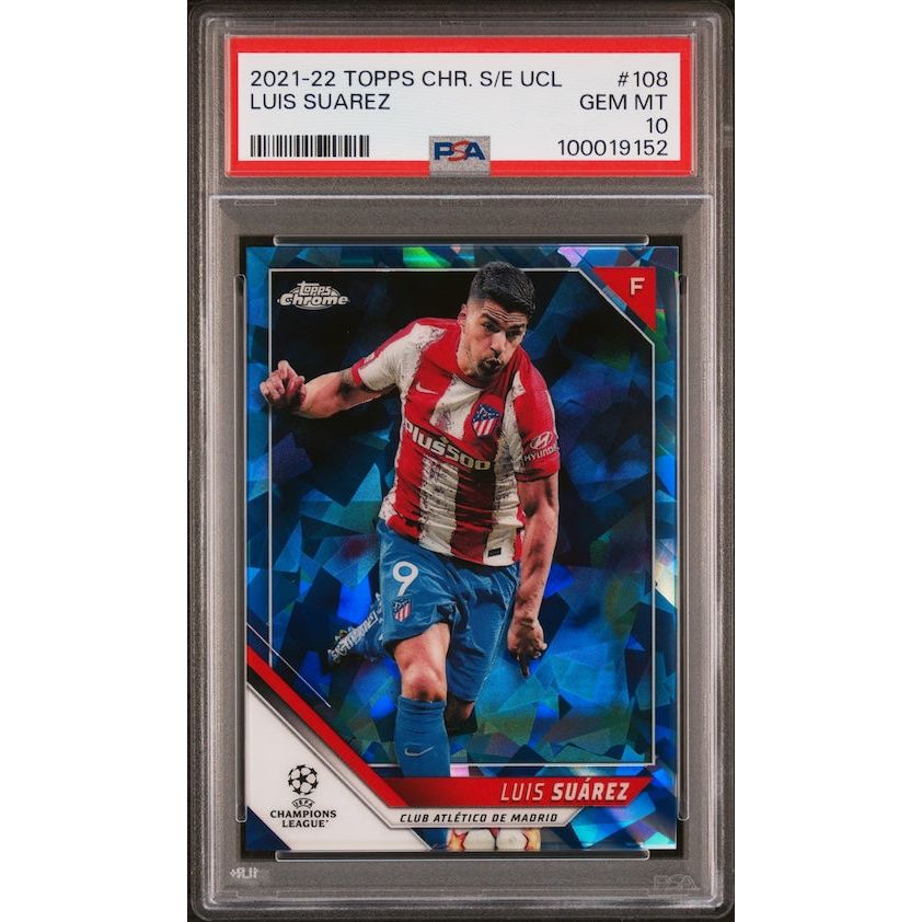 2021-2022 Topps Chrome Sapphire Edition UEFA Champions League #108 Luis Suarez PSA 10