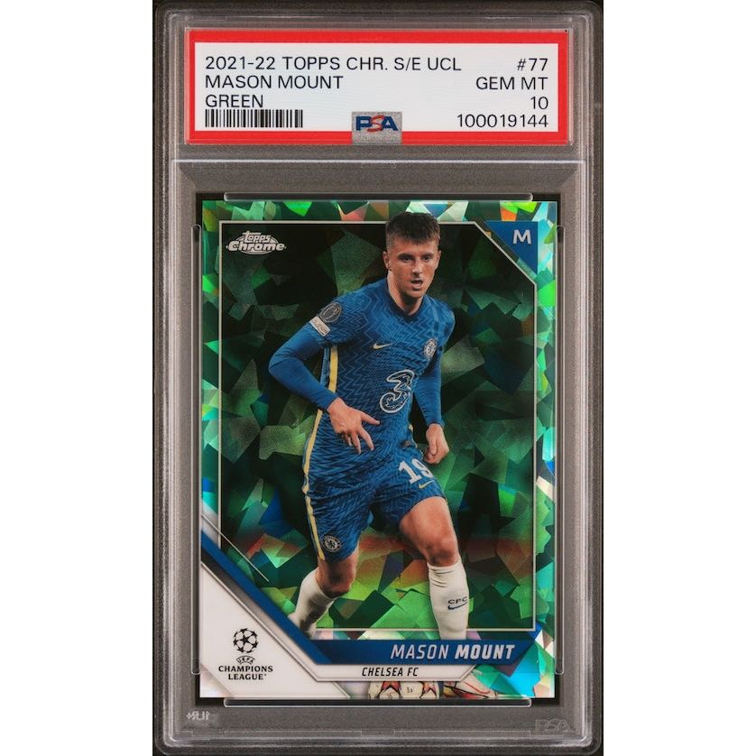2021-2022 Topps Chrome Sapphire Edition UEFA Champions League #77 Mason Mount (#'d 54/75) Green PSA 10