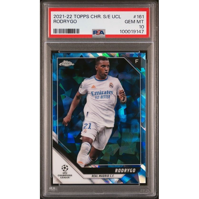2021-2022 Topps Chrome Sapphire Edition UEFA Champions League #161 Rodrygo PSA 10