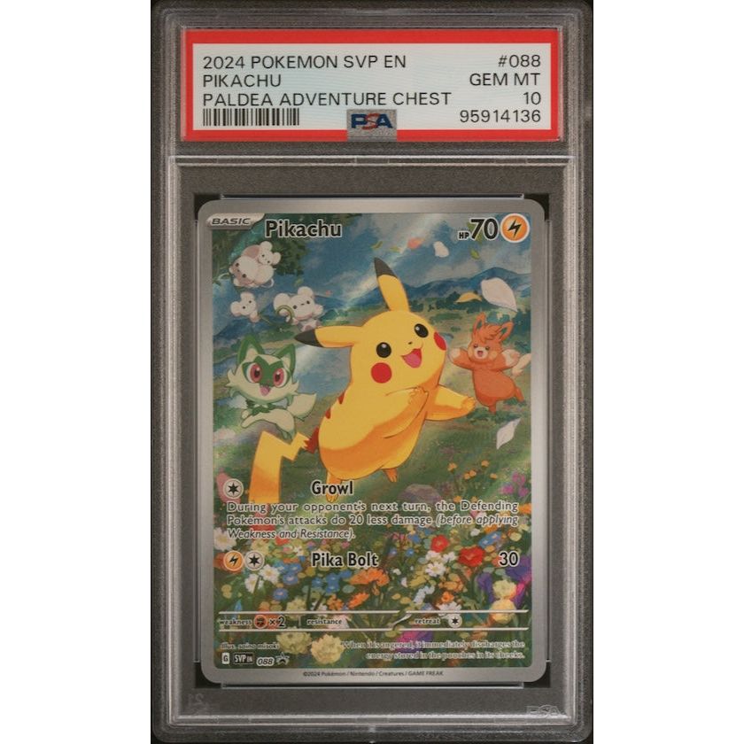 2024 Pokemon Svp En-Sv Black Star Promo #088 Pikachu Paldea Adventure Chest PSA 10