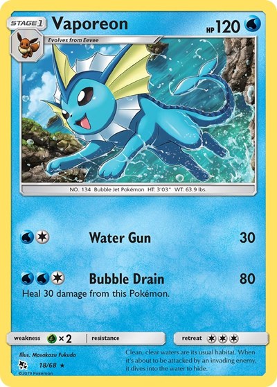 Hidden Fates - 018/068 Vaporeon Holo Rare