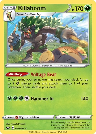 Sword & Shield - 014/202 Rillaboom Holo Rare
