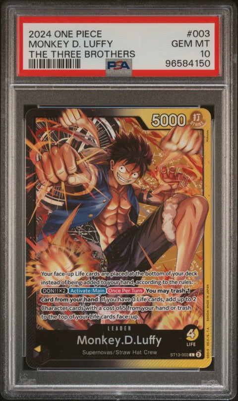 2024 One Piece Ultra Deck St13-The Three Brothers #003 Monkey D. Luffy PSA 10