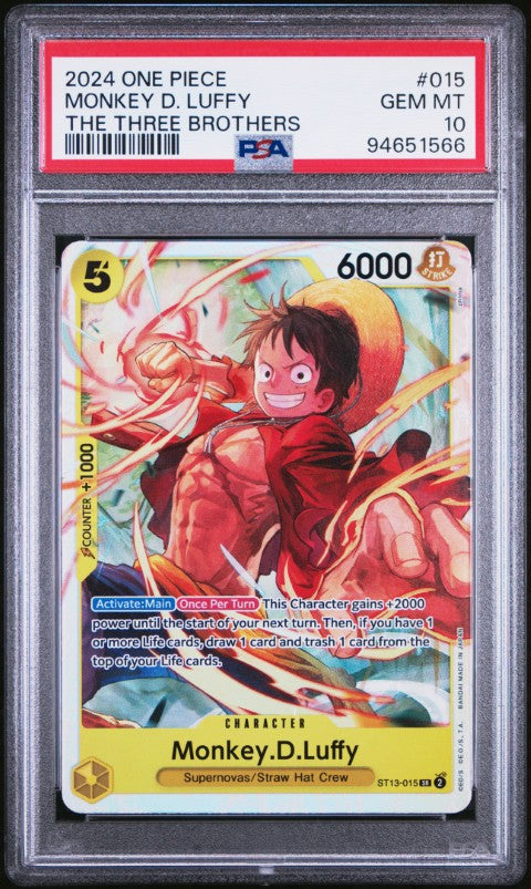 2024 One Piece Ultra Deck St13-The Three Brothers #015 Monkey D. Luffy PSA 10