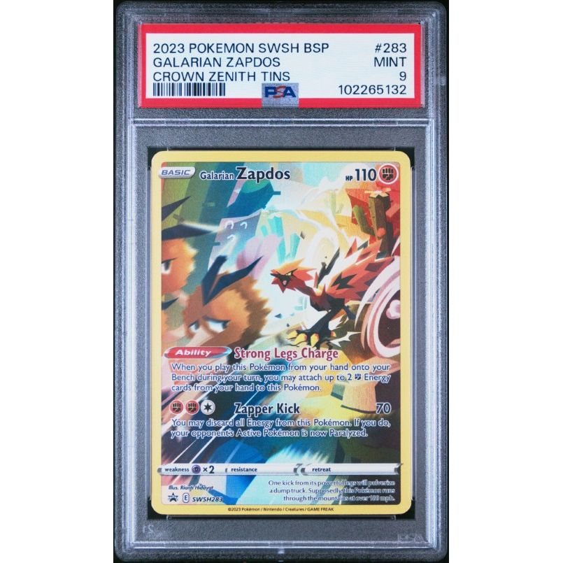 2023 Pokemon Swsh Black Star Promo #283 Galarian Zapdos Crown Zenith Tins PSA 9