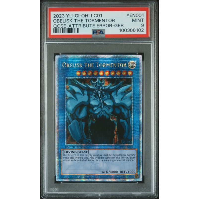 2023 Yu-Gi-Oh! Lc01-Legendary Collection: 25th Anniversary Edition #EN001 Obelisk The Tormentor Qcse-Attribute Error-Ger PSA 9