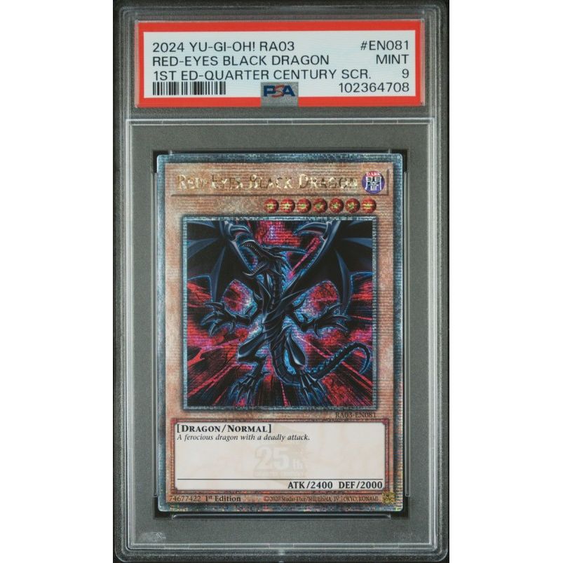 2024 Yu-Gi-Oh! Ra03-Quarter Century Bonanza #EN081 Red-Eyes Black Dragon 1st Ed-Quarter Century Scr. PSA 9