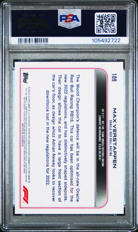 2022 Topps Chrome Formula 1 #109 Max Verstappen PSA 9