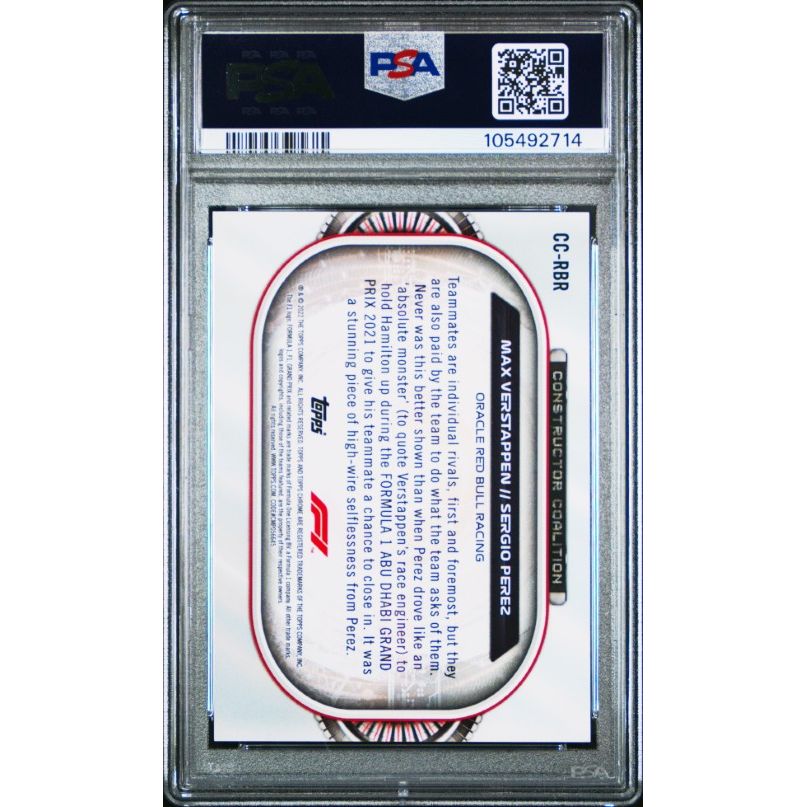 2022 Topps Chrome Formula 1 Constructors Coalition #CCRBR M.Verstappen/S.Perez Constructors Coalition PSA 10
