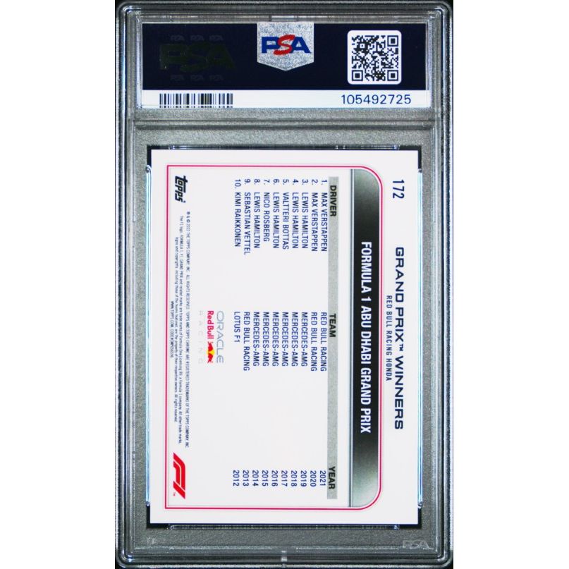 2022 Topps Chrome Formula 1 #172 Max Verstappen PSA 10