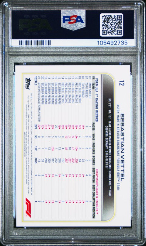 2022 Topps Chrome Formula 1 #12 Sebastian Vettel PSA 9