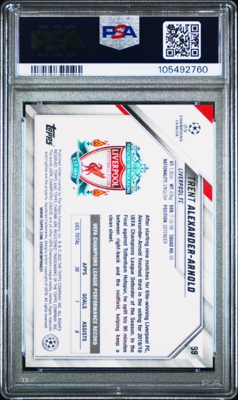 2021 Topps Chrome Uefa Champions League #99 T.Alexander-Arnold PSA 10