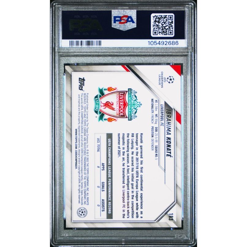 2021 Topps Chrome Uefa Champions League #183 Ibrahima Konate (All-Star Rookie) PSA 10