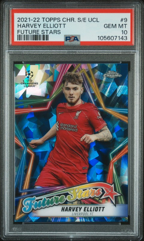 2021-2022 Topps Chrome Sapphire Edition Uefa Champions League Future Stars #9 Harvey Elliott Future Stars PSA 10