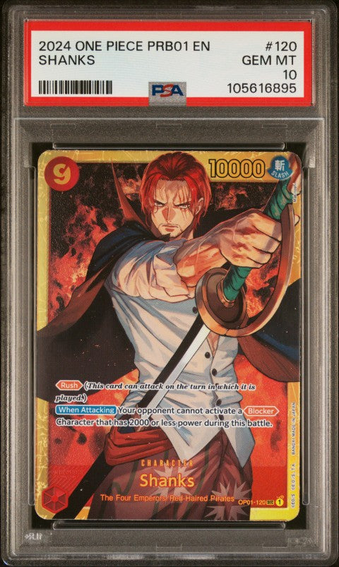 2024 One Piece Prb01-Premium Booster -One Piece Card The Best- #120 Shanks PSA 10