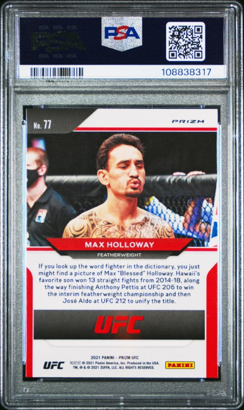 2021 Panini Prizm Ufc #77 Max Holloway Silver Prizm PSA 8