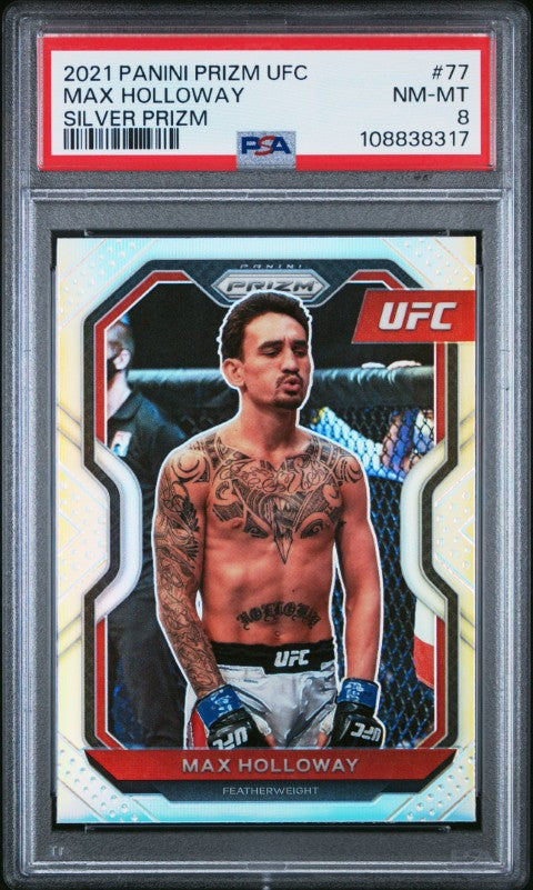 2021 Panini Prizm Ufc #77 Max Holloway Silver Prizm PSA 8