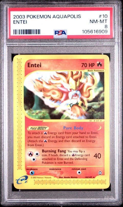 2003 Pokemon Aquapolis #10 Entei PSA 8
