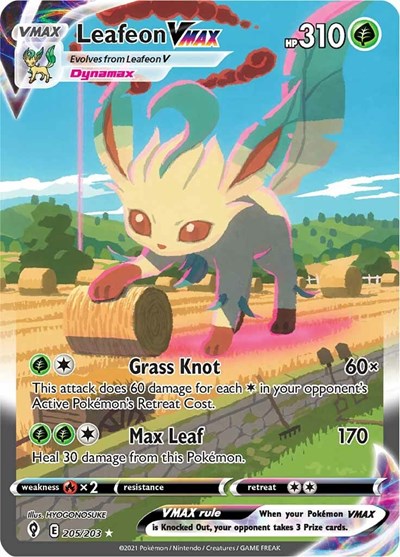 Sword & Shield Evolving Skies - 205/203 Leafeon VMAX (Alternate Art Secret) Secret Rare