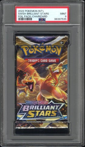 2022 Pokemon TCG Sword & Shield Brilliant Stars Foil Pack - Charizard PSA 9