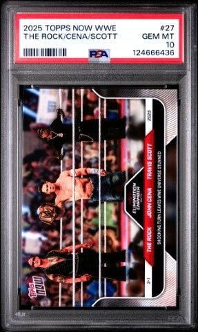 2025 Topps Now Wwe #27 The Rock/Cena/Scott PSA 10