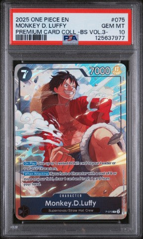 2025 One Piece Premium Card Collection -Best Selection Vol.3- #075 Monkey D. Luffy PSA 10