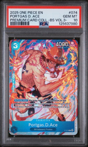 2025 One Piece Premium Card Collection -Best Selection Vol.3- #074 Portgas D. Ace PSA 10