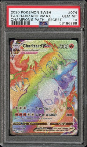 2020 Pokemon Sword & Shield Champion'S Path #074 Fa/Charizard Vmax Champion'S Path-Secret PSA 10