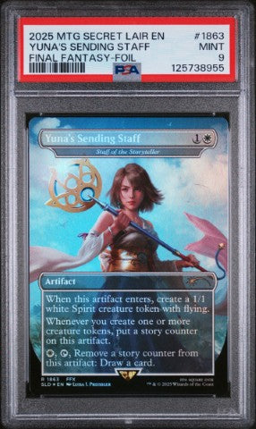 2025 Magic The Gathering Secret Lair Drop #1863 Yuna'S Sending Staff Final Fantasy-Foil PSA 9