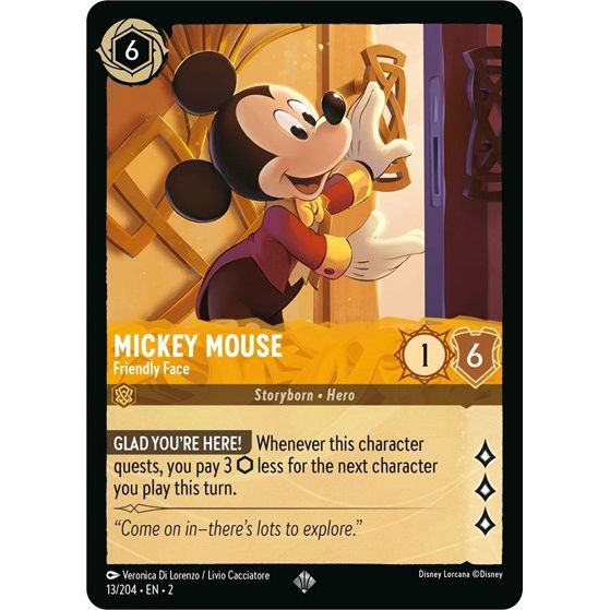 Lorcana - Rise of the Floodborn - 013/204 Mickey Mouse - Friendly Face Super Rare