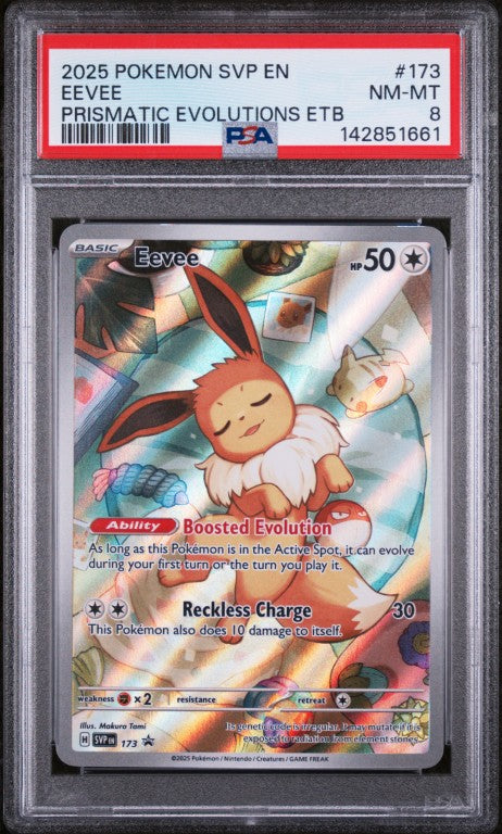 2025 Pokemon Svp En-Sv Black Star Promo #173 Eevee Prismatic Evolutions Etb PSA 8