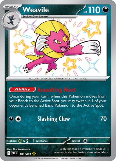 Scarlet & Violet Paldean Fates - 183/091 Weavile Shiny Rare