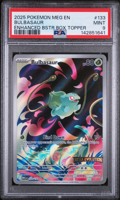 2025 Pokemon Meg En-Mega Evolution #133 Bulbasaur Enhanced Bstr Box Topper PSA 9