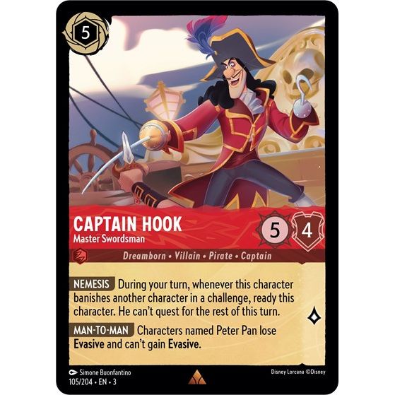 Lorcana - Into The Inklands - 105/204 Captain Hook - Master Swordsman Rare
