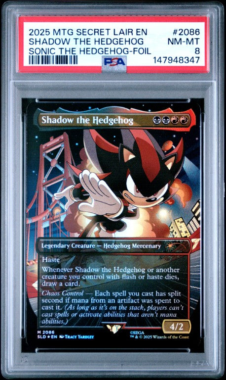2025 Magic The Gathering Secret Lair Drop #2086 Shadow The Hedgehog Sonic The Hedgehog-Foil PSA 8