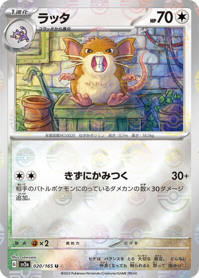 151 Japanese - 020/165 Raticate (Poke Ball Pattern) Uncommon
