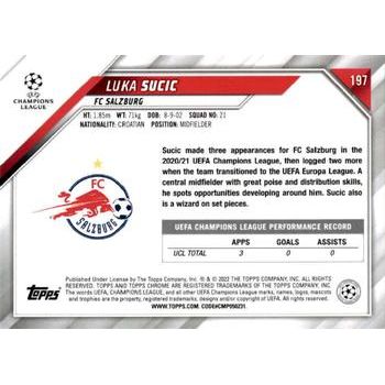 2021-22 Topps Chrome UEFA Champions League #197 Luka Sucic