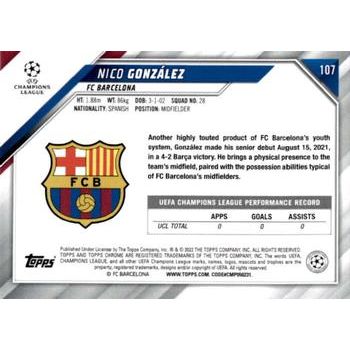 2021-22 Topps Chrome UEFA Champions League #107 Nico González