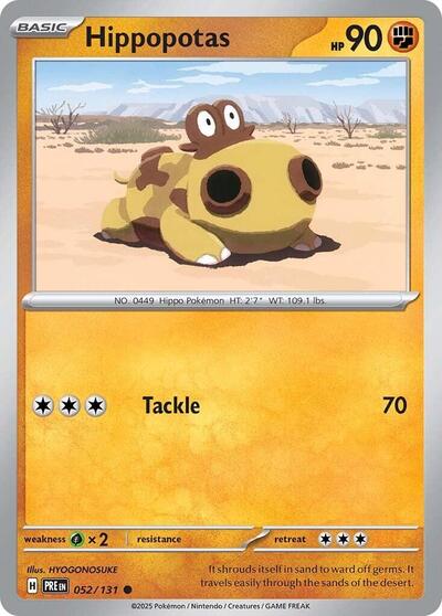 Scarlet & Violet Prismatic Evolutions - 052/131 Hippopotas Common