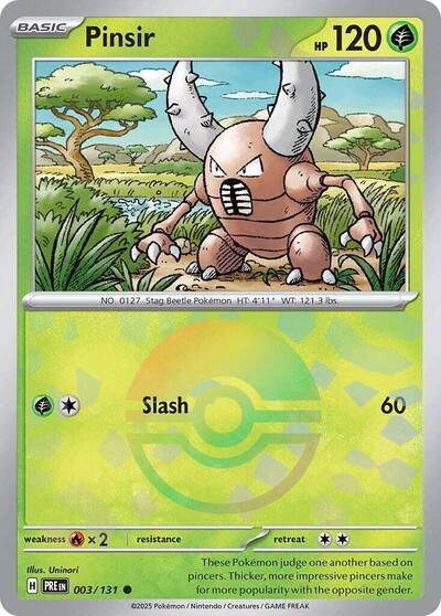 Scarlet & Violet Prismatic Evolutions - 003/131 Pinsir (Poke Ball Pattern) Common