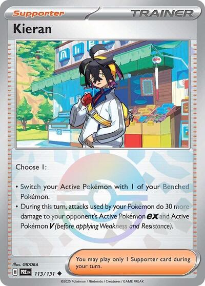 Scarlet & Violet Prismatic Evolutions - 113/131 Kieran - 113/131 (Poke Ball Pattern) Uncommon