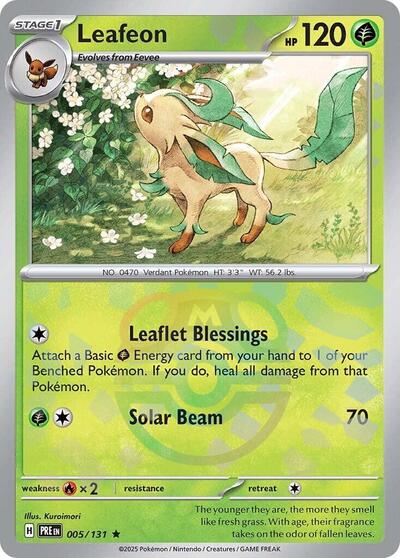 Scarlet & Violet Prismatic Evolutions - 005/131 Leafeon (Master Ball Pattern) Rare