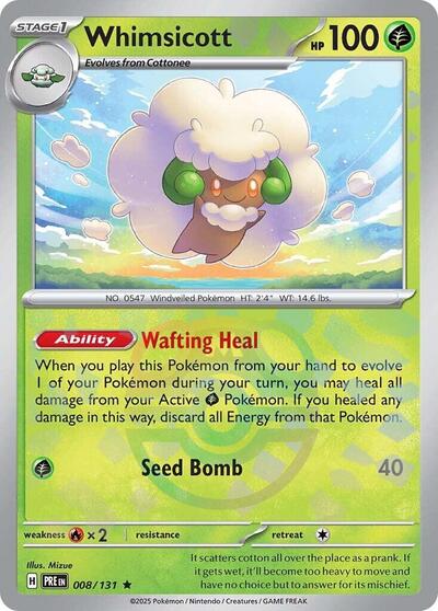 Scarlet & Violet Prismatic Evolutions - 008/131 Whimsicott (Master Ball Pattern) Rare
