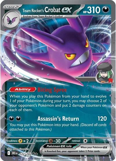 Scarlet & Violet Destined Rivals - 122/182 Team Rocket's Crobat ex Double Rare
