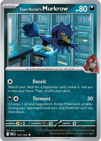 Scarlet & Violet Destined Rivals - 127/182 Team Rocket's Murkrow Uncommon