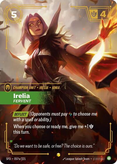 Riftbound Spiritforged - 057a/221 Irelia - Fervent (Alternate Art) Showcase