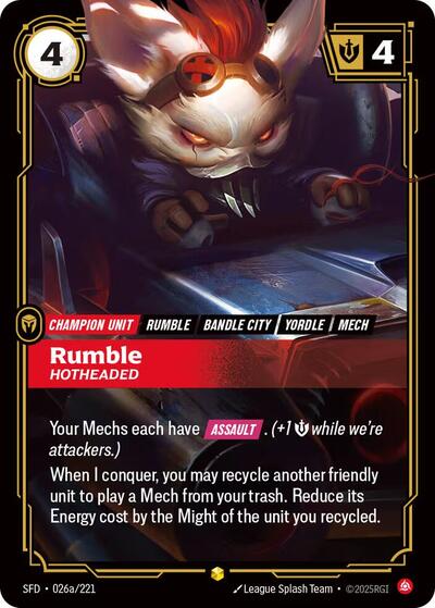 Riftbound Spiritforged - 026a/221 Rumble - Hotheaded (Alternate Art) Showcase